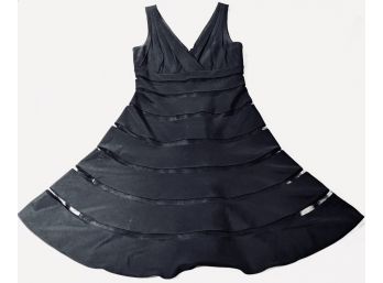 Striking Banded Black Party Dress Size 8 By White House Black Market