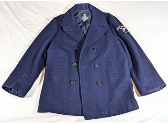 Ralph Lauren Classic Mens Navy Wool Blend Pea Coat Size XL
