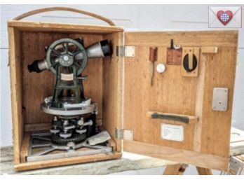 4' Transit ~ Vintage Japanese Surveying Tool Sokki Co. Ltd. In Original Wooden Case