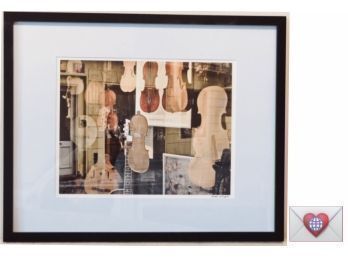 Violins ~ Artist Signed Large Gallery Framed Montage Sepia Photograph ~ Prague, Czech Rep.