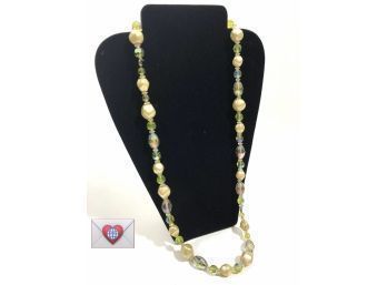 Baroque Pearls And Suffragette Crystals ~ Pale Green Pale Amethyst Necklace Yum