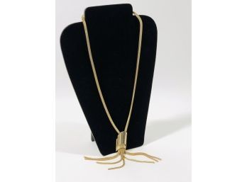 Beautiful Movement Roaring 20s Sophisticated Flapper Gold Snake Chain Dangle Necklace