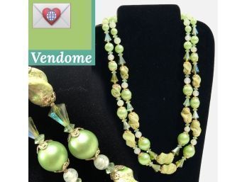 Fabs Color Double Strand Signed Vendome Vintage Necklace