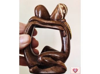Superb Small Artist Made Figurative Ceramic Sculpture ~ African Lovers Embrace