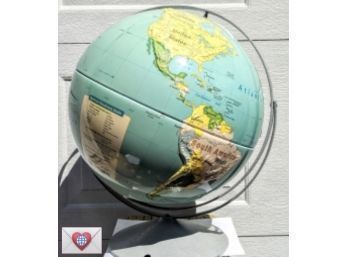 Wonderful Large Vintage NYSTROM Free Standing Raised Relief Tactile Earth Educational Globe On Stand