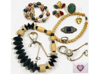 Big Lot Vintage Costume Jewelry ~ Rings Purse Holders Brooches