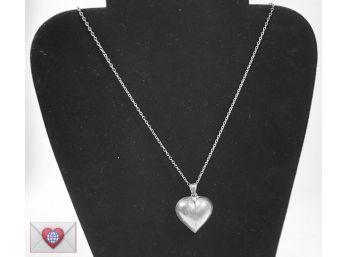 Deliciously Patinated 1970 Vintage Sterling Silver Puffy Heart Necklace