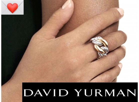 David Yurman Classic 18K Gold & Sterling Belmont Curb Link Ring Size 8.25