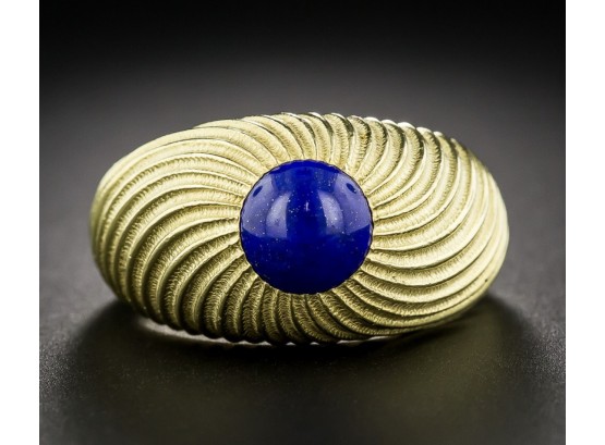 $3500 TIFFANY & CO. SCHLUMBERGER STUDIOS SOLID 18 KT. YELLOW GOLD RING WITH LAPIS LAZULI RARE 19g