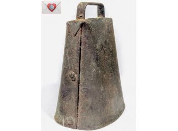 Ear Splitting LOUD! Riveted Old Bent Iron 7' Cow Bell ~ Great Clang