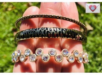 Trio Of Fashionable Sparkly Bangles ~ Size M/L