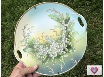 German Porcelain ~ Astounding Lily Of The Valley Plate With Hand Painted Gold Details Three Crowns China