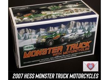 {19 Of 20} HESS TRUCK ~ New In Box ~ 2007 Hess Monster Truck With Motorcycles