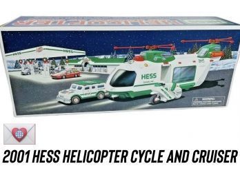 {7 Of 20} HESS TRUCK ~ New In Box ~ 2001 Hess Helicopter With Helicopter With Motorcycle And Cruiser