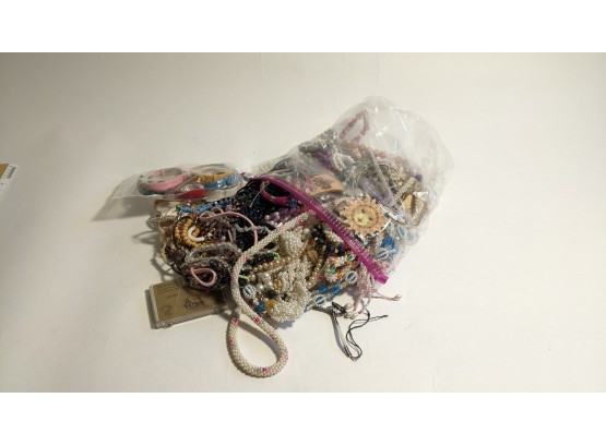 Large Pile Of Bead And Cloth Necklaces And Bracelets