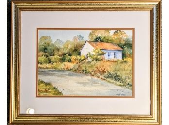 Charming Water Color Print By Margo Adams - Framed Under Glass