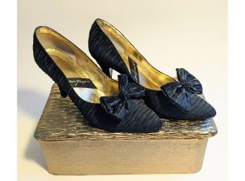 Pair Of Elegant, Sleek Black Heels By IMPO Size 8.5 - Comes In Original Golden Shoe Box