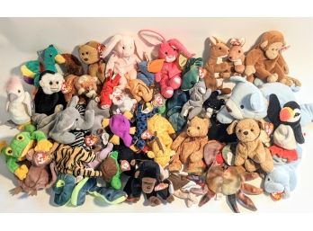 Bundle Of 45 Classic Beanie Babies Of All Creeds And Sizes - Most With Tags