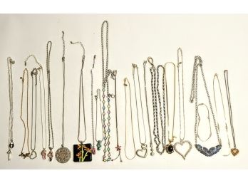 Assortment Of Thin Chain Costume Necklaces With Cute Pendants