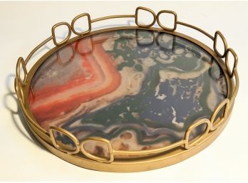 Groovy Multicolored Horse Bit Vanity Tray 16' ~ Looks Like Exotic Stone Or Geode