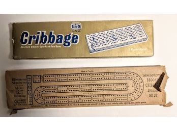 2 Vintage Cribbage Boards - Americas Greatest Two Hand Card Game 12 And 13'