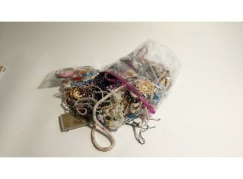 Large Pile Of Bead And Cloth Necklaces And Bracelets