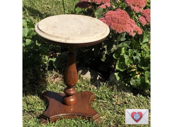 Victorian Style Pretty Marble Topped Turned Footed Plant Stand Telephone Table