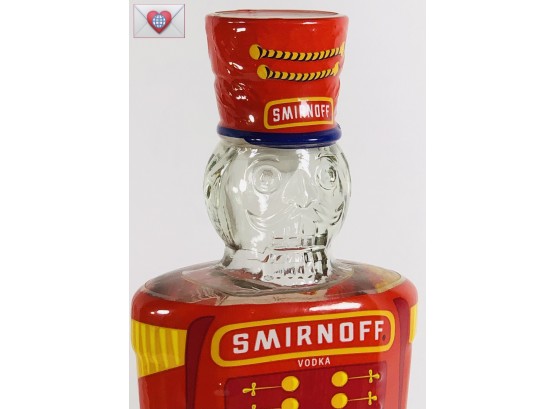 Rare 750ml. Pressed Glass Christmas Soldier Smirnoff Vodka Collectible Bottle ~ UNOPENED