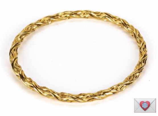 SOPHISTICATED YELLOW GOLD FILLED TWISTED SLIP ON BANGLE