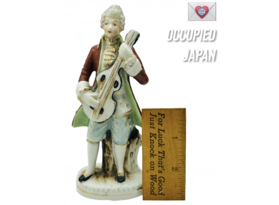 Romantic Musician Figurine ~ Hand Painted Porcelain Antique MADE IN OCCUPIED JAPAN Vintage