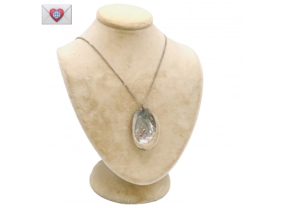 Tiny Natural Rainbow Abalone Shell On 18' Silver Tone Chain Necklace ~ Ever Sweet!