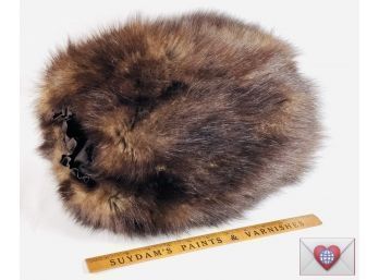 Toasty Warm Satin Lined Antique Fur Muff From The Long Island NY Henry Frick Estate With Provanance
