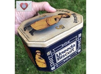Cool Decor - Vintage Litho Printed Uneeda Nabisco Biscuit Tin