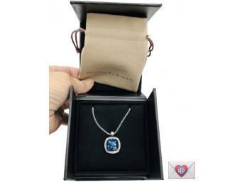 Brand New Boxed David Yurman Albion Blue Topaz Pendant Necklace