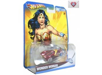 2011 Hot Wheels DC Universe Small Red And Gold Wonder Woman Car New Old Stock {I-3}