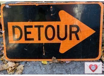 Authentic Large Vintage Detour Street Sign ~ Heavy Metal