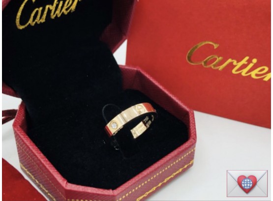 FACSIMILE CARTIER ROSE GOLD LOVE BAND BAND WITH CRYSTALS BRAND NEW IN BOX SIZE 7