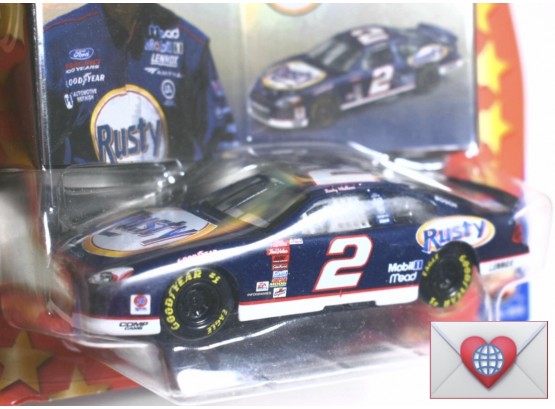 New In Box ~ 2001 NASCAR Winners Circle 1:43 Scale #2 Rusty Wallace Taurus Car With 2 Cards {J7}