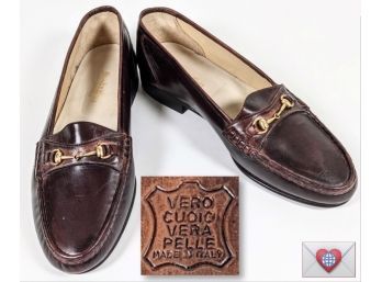 Not Gucci ~ Brand New Lloyd And Craig Mens Brown Leather Italian Horse Bit Dress Loafers 8.5