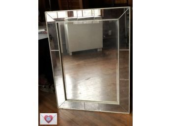 Large Silver Heavy Beveled Multi-Paneled Modern Wall Mirror ~ 30x40' Or 40x30'