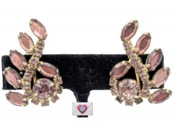 Beautiful 3 Shades Of Prong Set Pale Amethyst Vintage Glass Art Deco Earrings