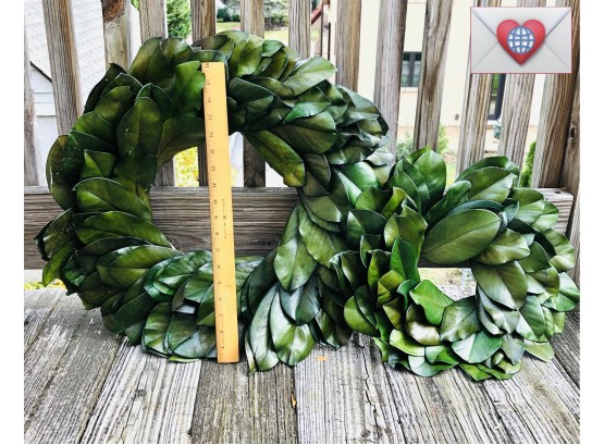 Large Verdant Unusual Eucalyptus Handmade Leaf Christmas Wreath With Younger Brother