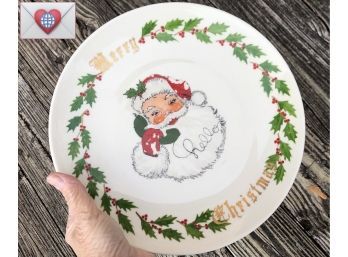 Charming Hand Painted Signed By Artist Fire Glazed Christmas Plate