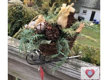 Seasonal Natural Materials Pinecone Owls Christmas Sleigh