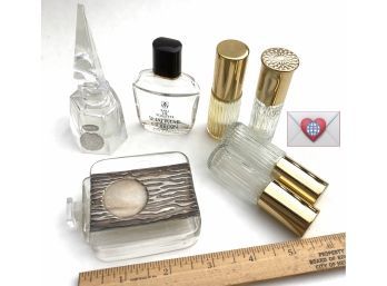Shalimar ~ Silver On Square Block And More Vintage Perfumes Vanity Decor Lot