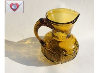 Very Vintage Pressed Honey Glass Diminutive 6' Pitcher With Pontil