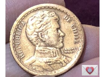 Coin Collectors ~ 1942 Chile Chilean 1 Un Peso Coin {World Coin K}