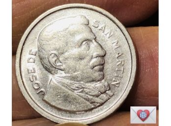 Coin Collectors ~ 1954 Republic Argentina 50 Centavos Jose De San Martin {World Coin J}