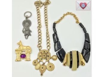 Park Lane JJ Chunky Lucite And More Costume Jewelry Pieces And A Cool Eskimo Girl Keychain