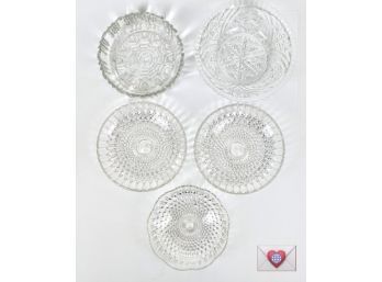 Five Gorgeous Pieces Of Display Crystal Dishes Ranging From 6 - 8'